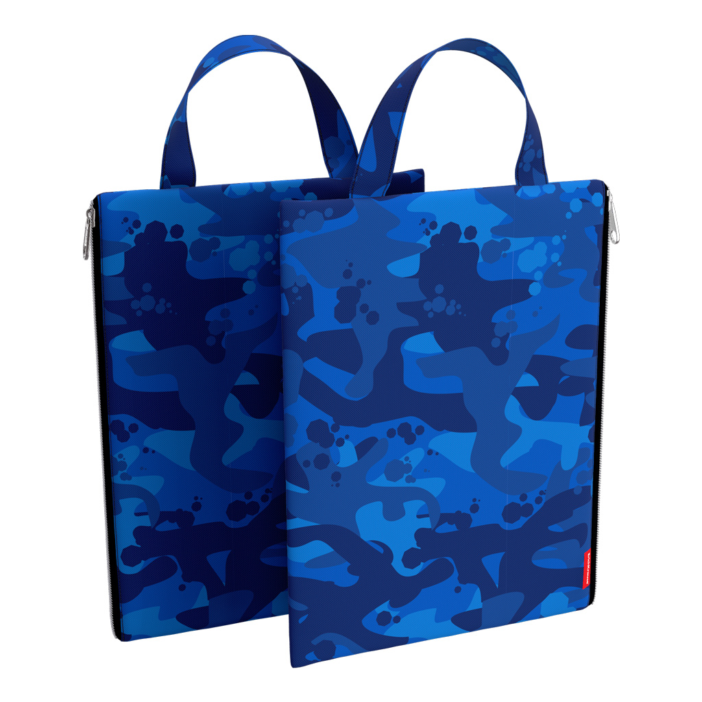 Папка текстильная на молнии, вертикальная ErichKrause с ручкой Sea Camo, A4